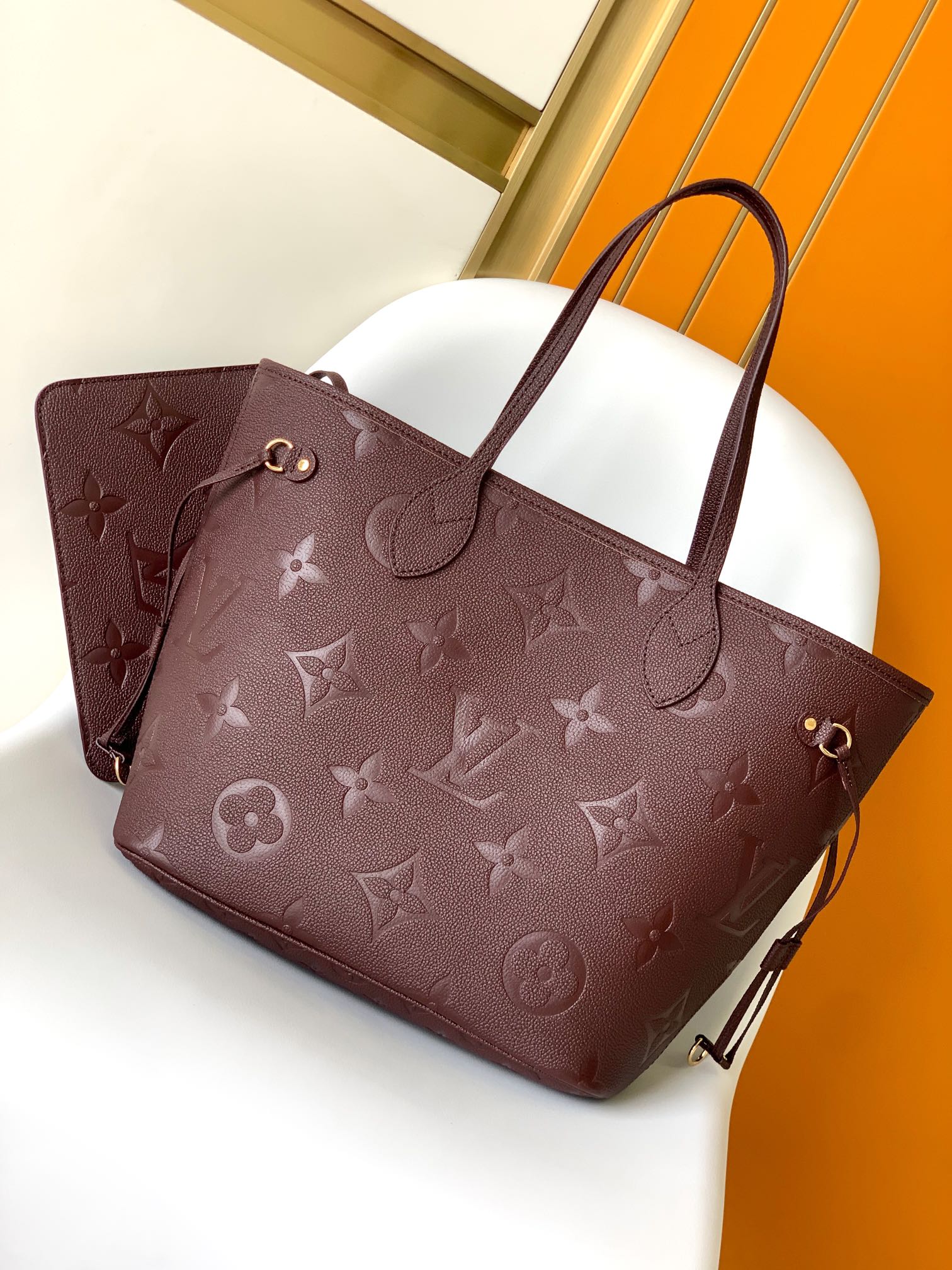 LV Neverfull MM 酒紅色