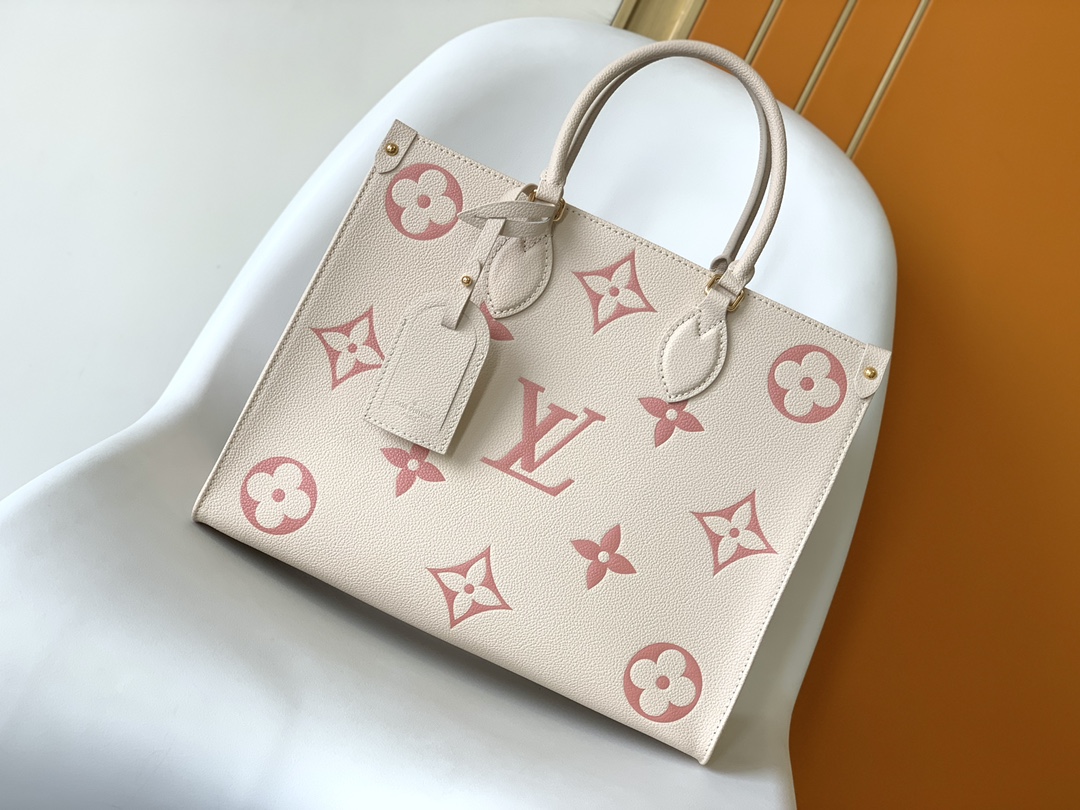 LV OnTheGo MM 奶油白粉色
