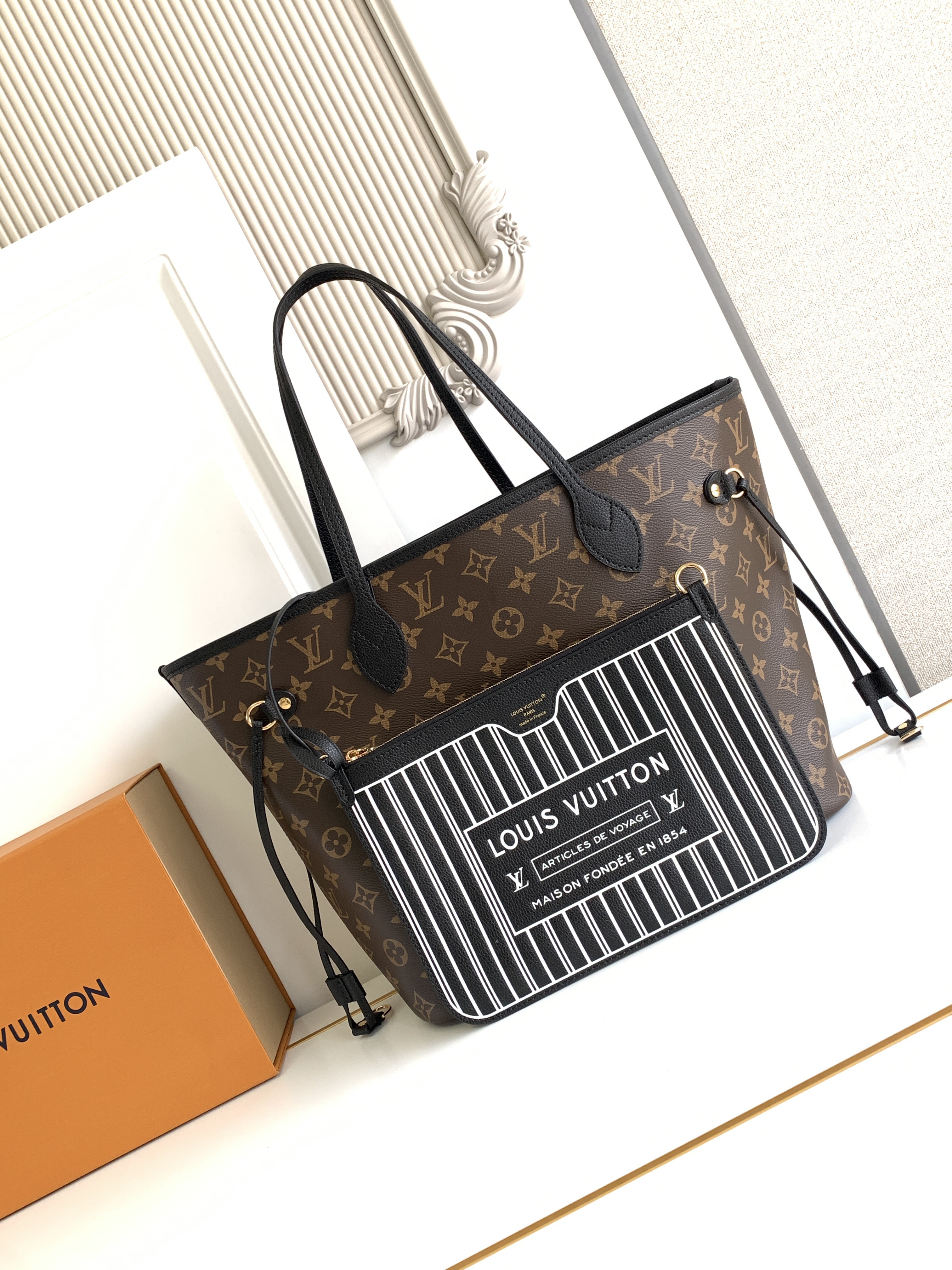 LV Neverfull Inside Out MM 經典老花黑色
