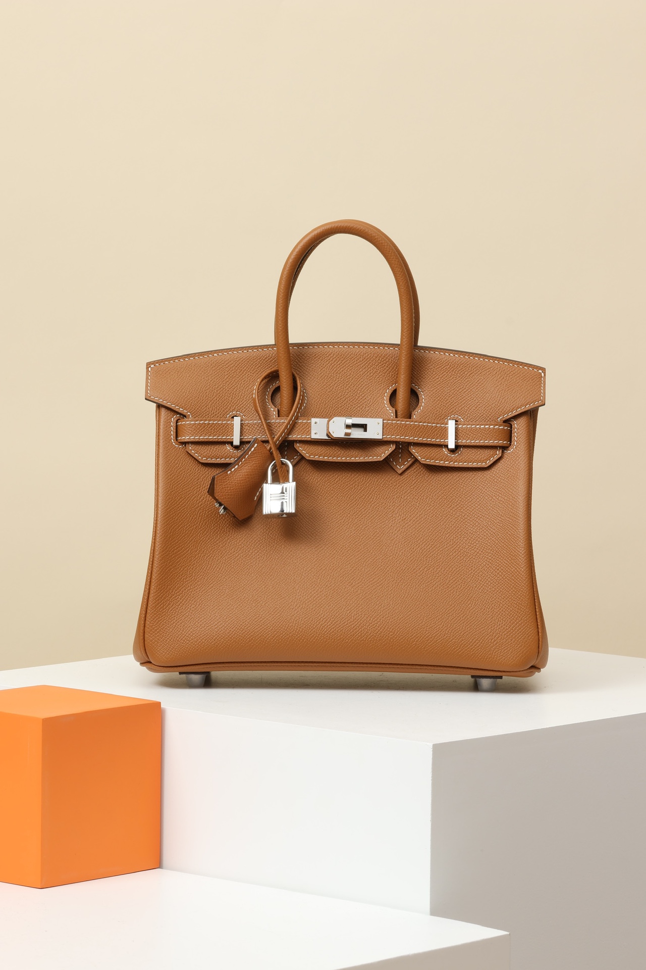 Hermès Birkin 25 CK37 金棕 Epsom 皮 銀扣