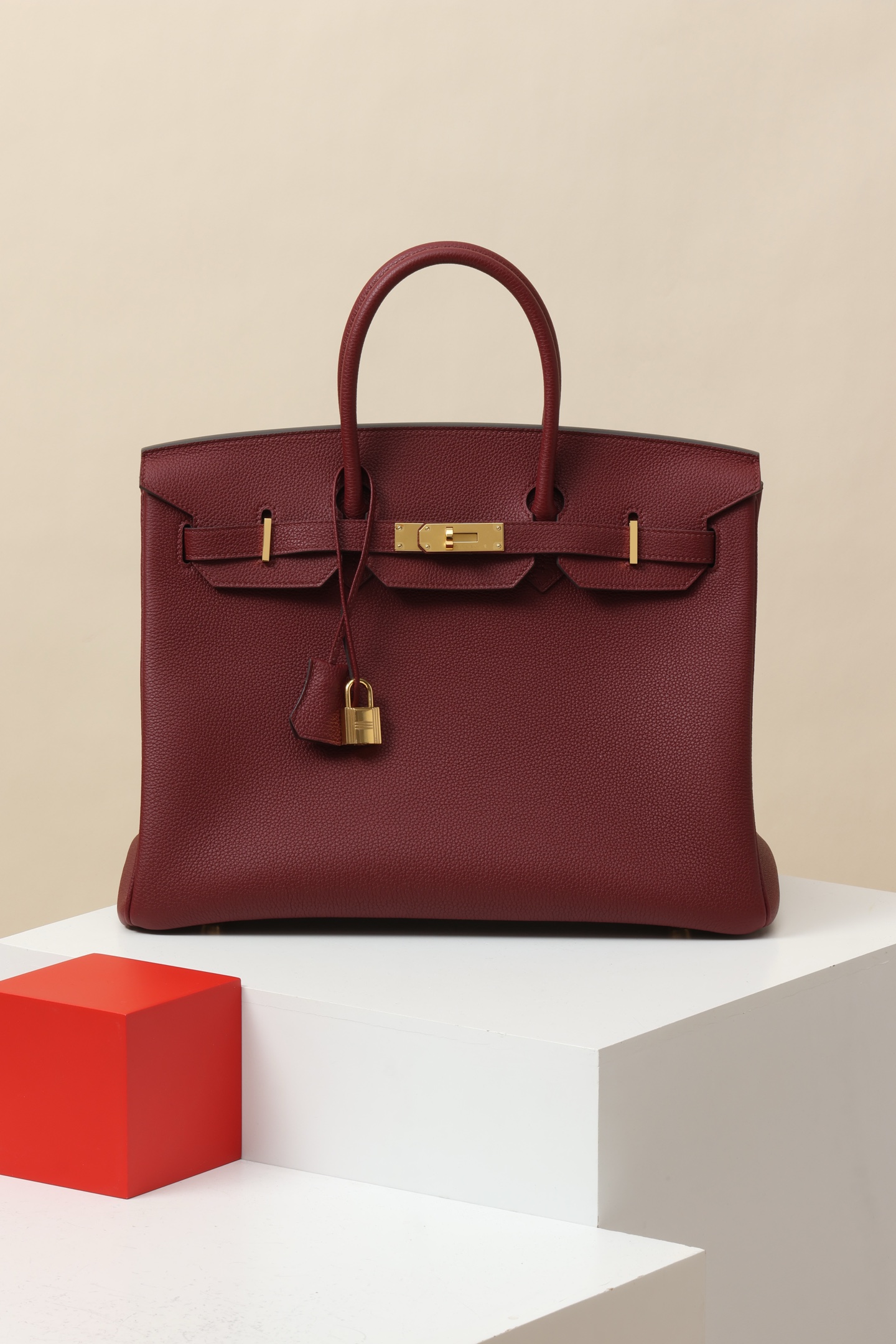 Hermès Birkin 35 55 愛馬仕紅 Togo 皮 金扣