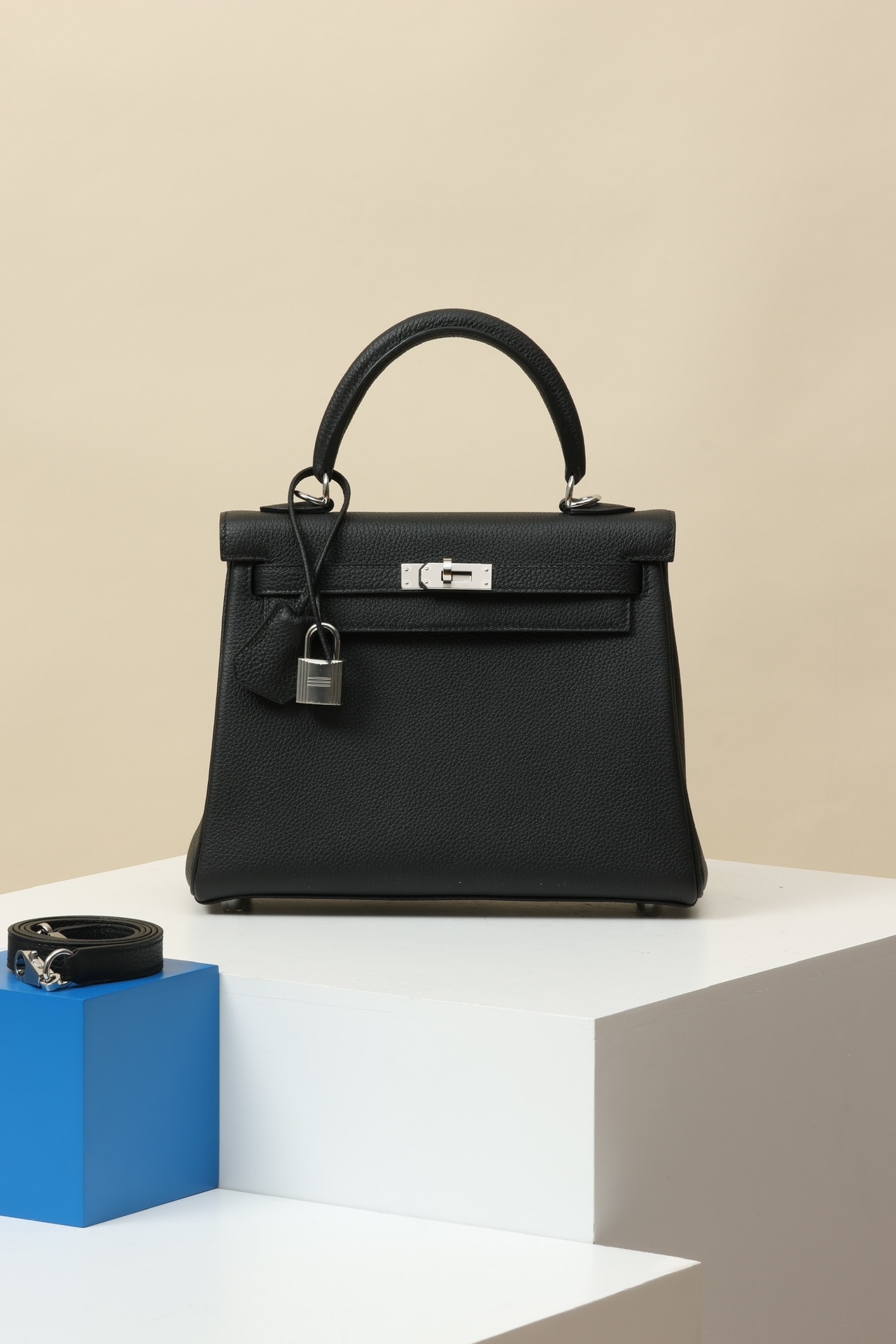 Hermès Kelly 25 CK89 黑色 Togo 皮 銀扣
