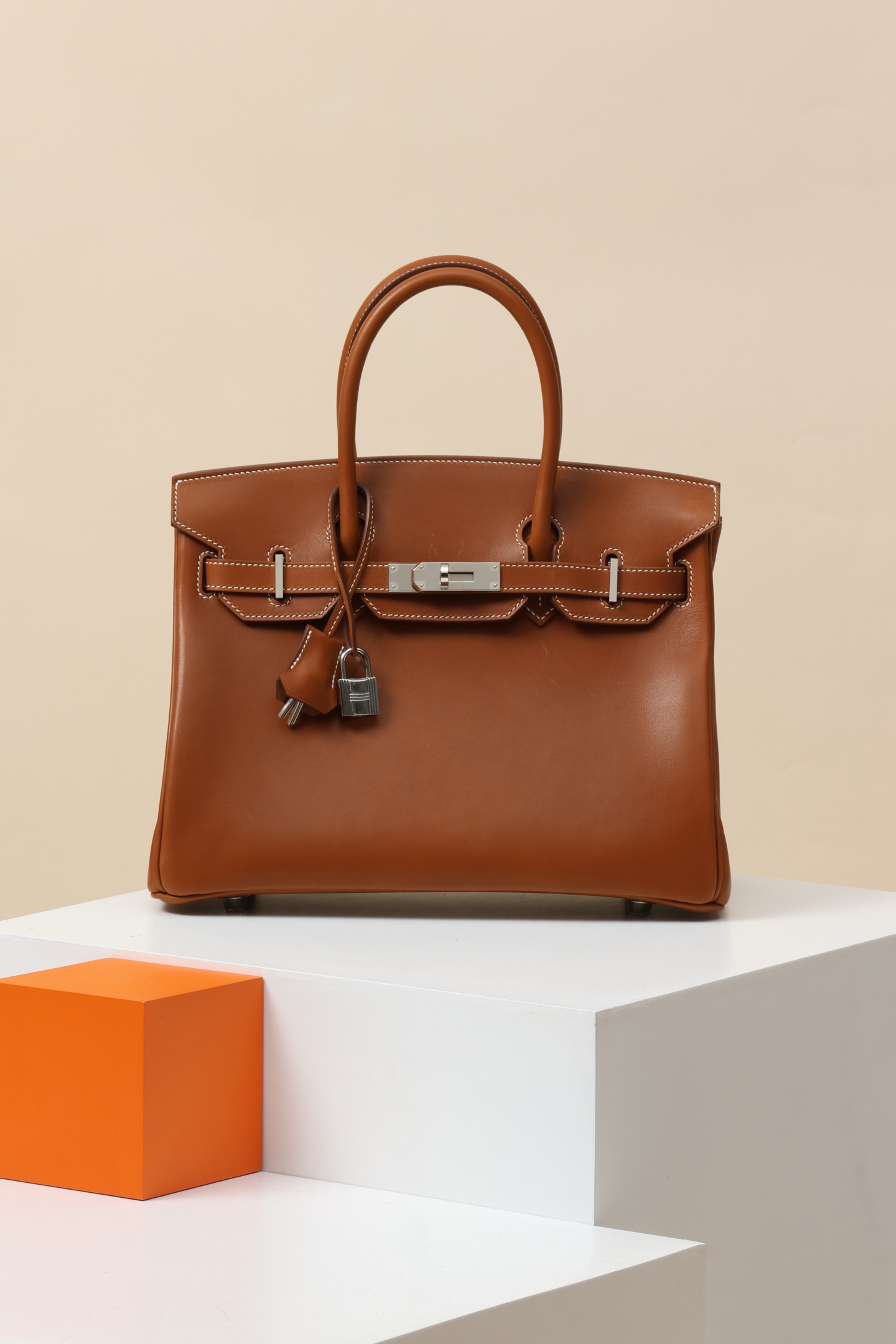 Hermès Birkin 30 CK37 金棕 馬鞍皮 銀扣