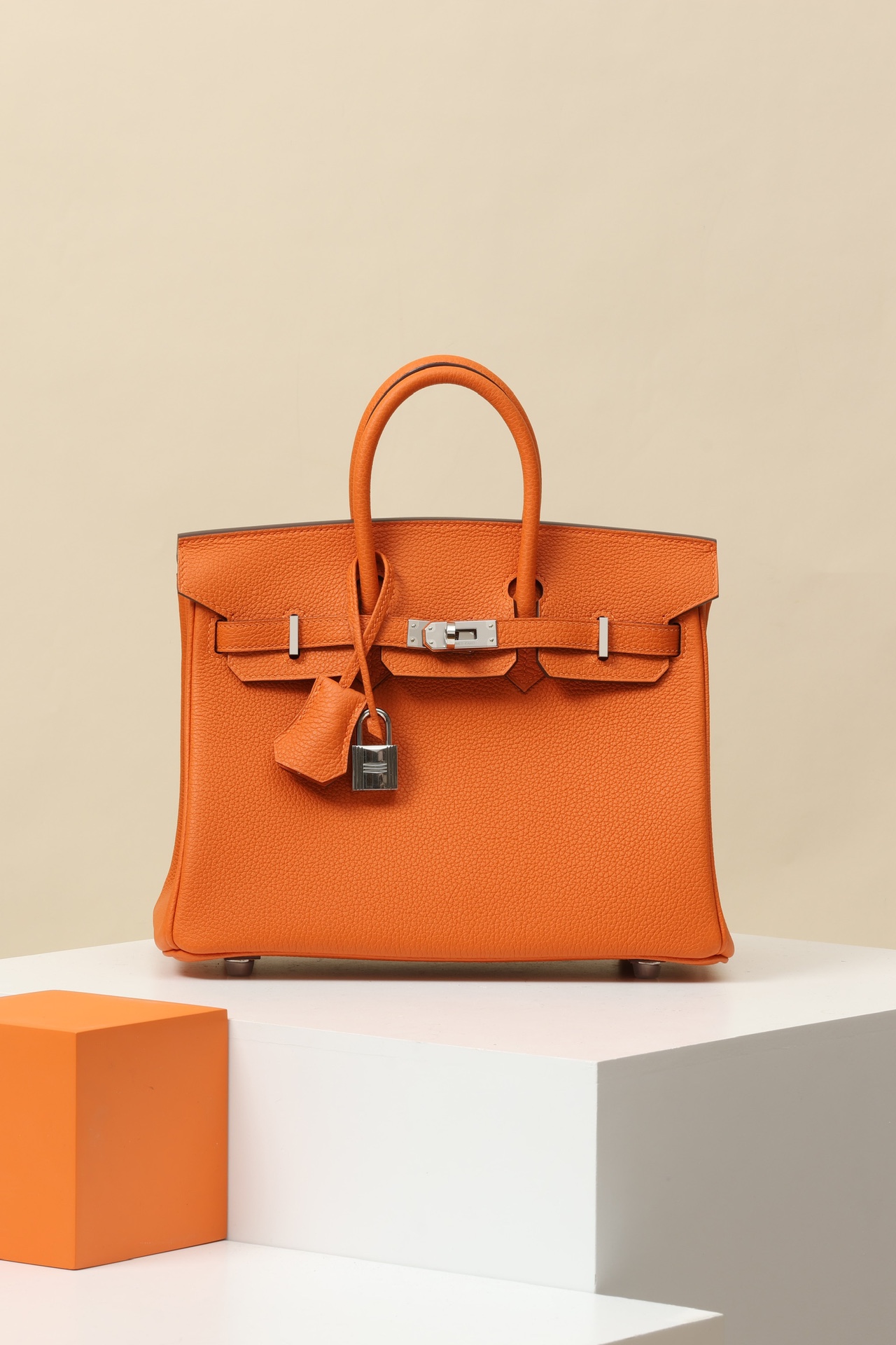 Hermès Birkin 25 CK93 經典橙 Togo 皮 銀扣