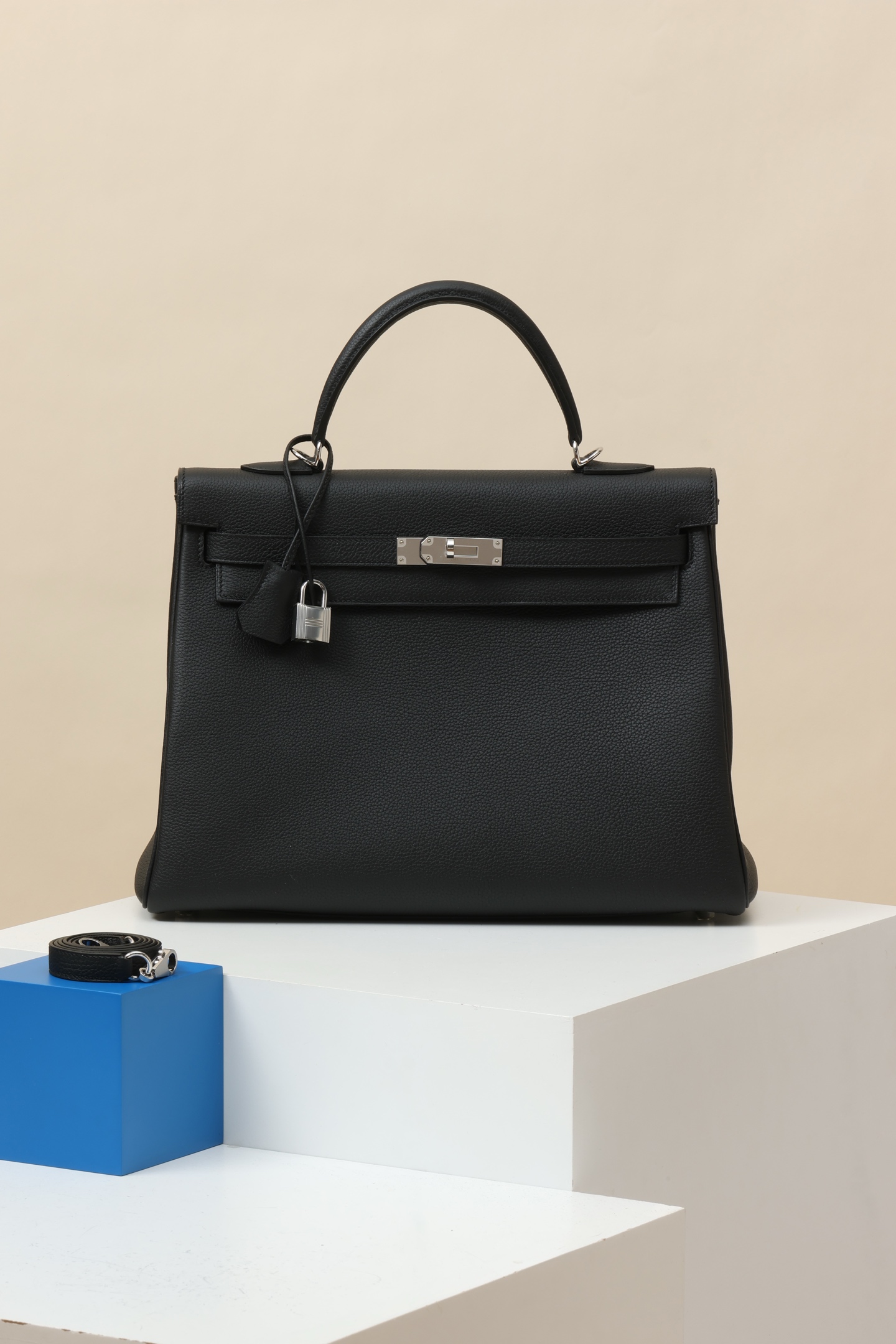 Hermès Kelly 35 CK89 黑色 Togo 皮 銀扣