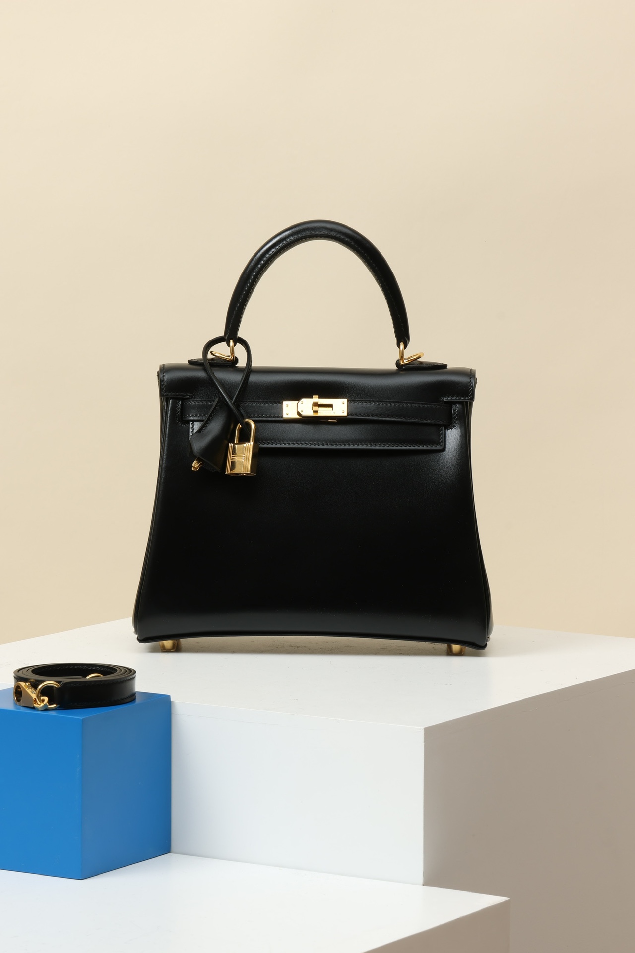 Hermès Kelly 25 CK89 黑色 Box 皮 金扣