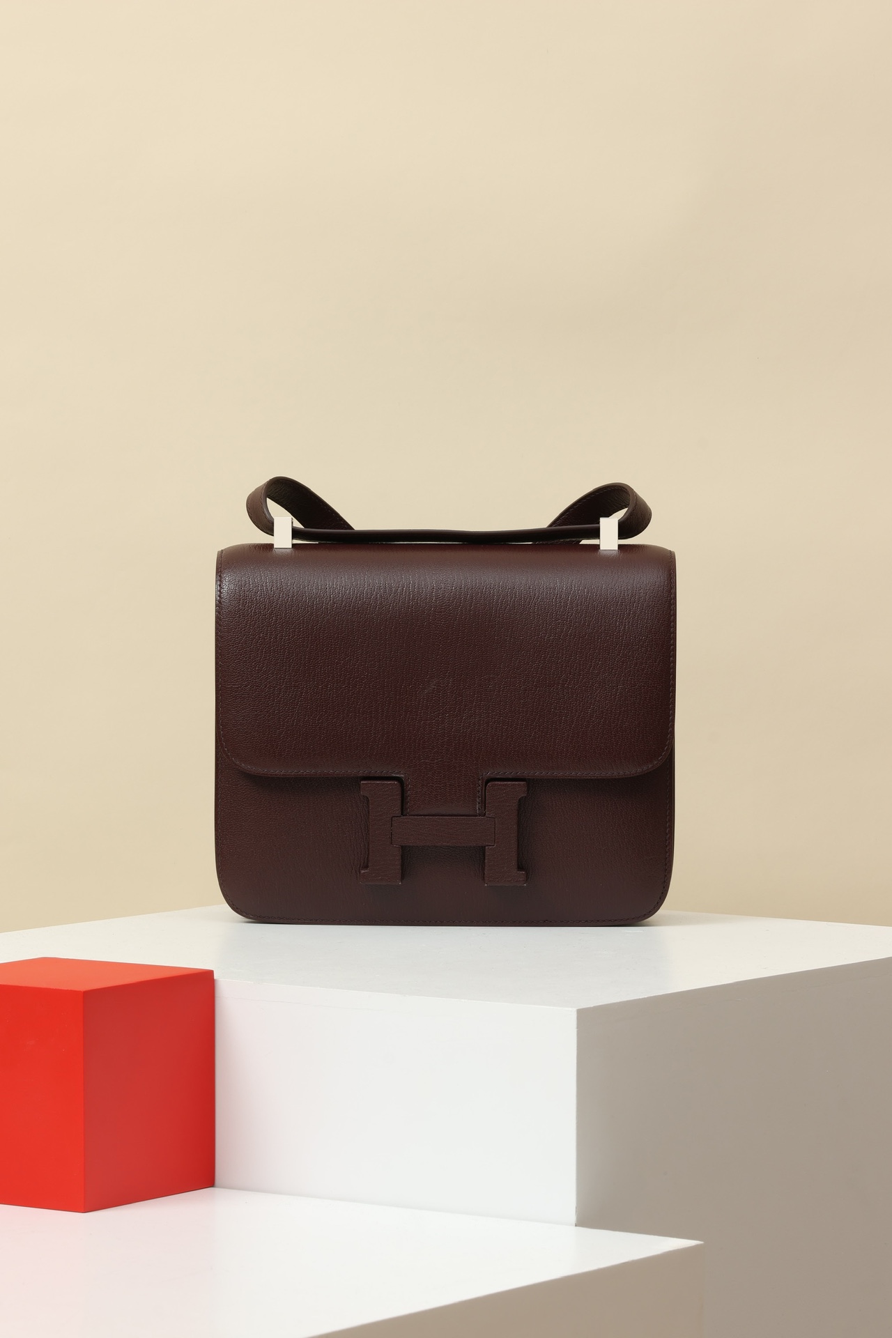 Hermès Constance 23 0G 馬鞍紅 山羊皮 銀扣