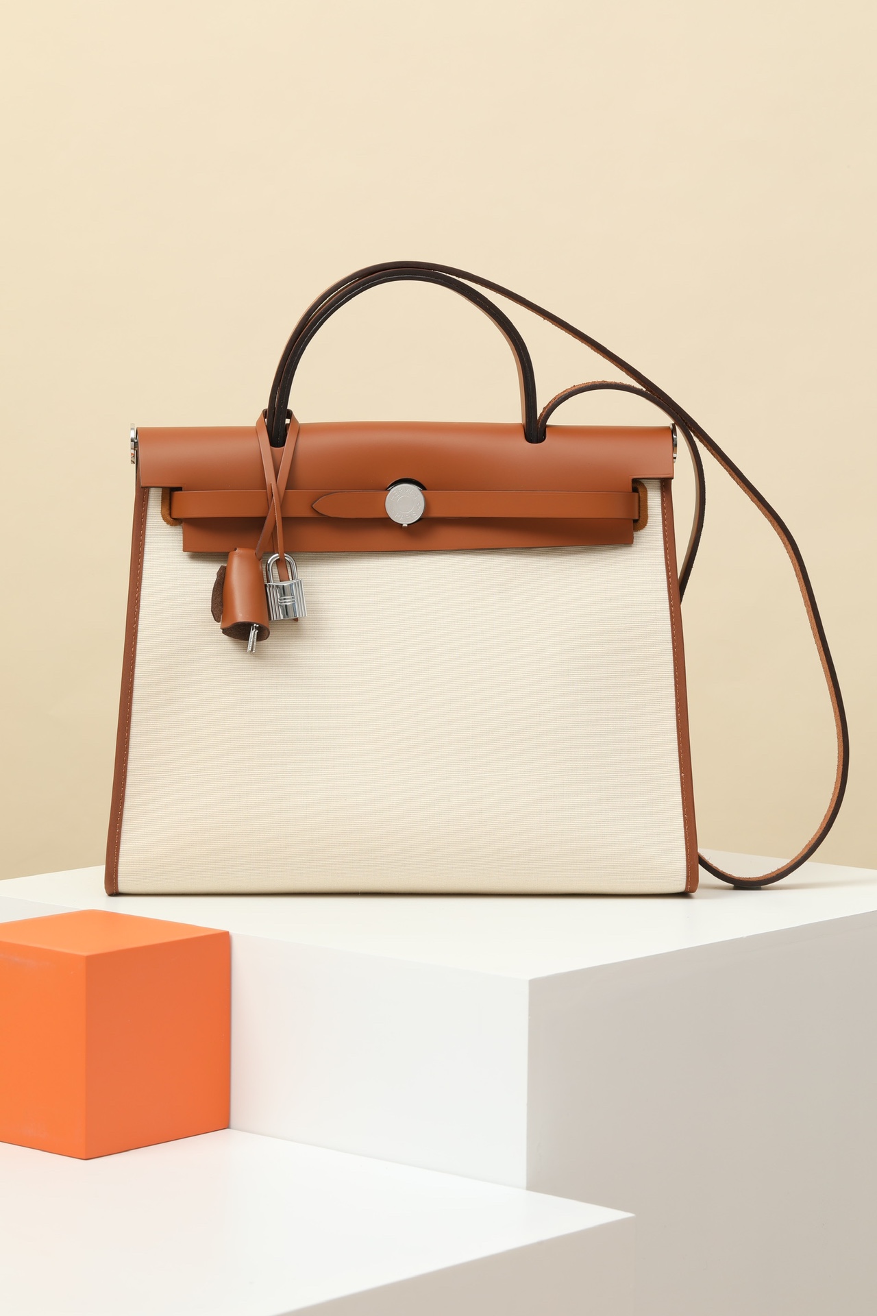 Hermès Herbag Zip 31 Écru／Beige 米白色／Fauve 棕色 銀扣