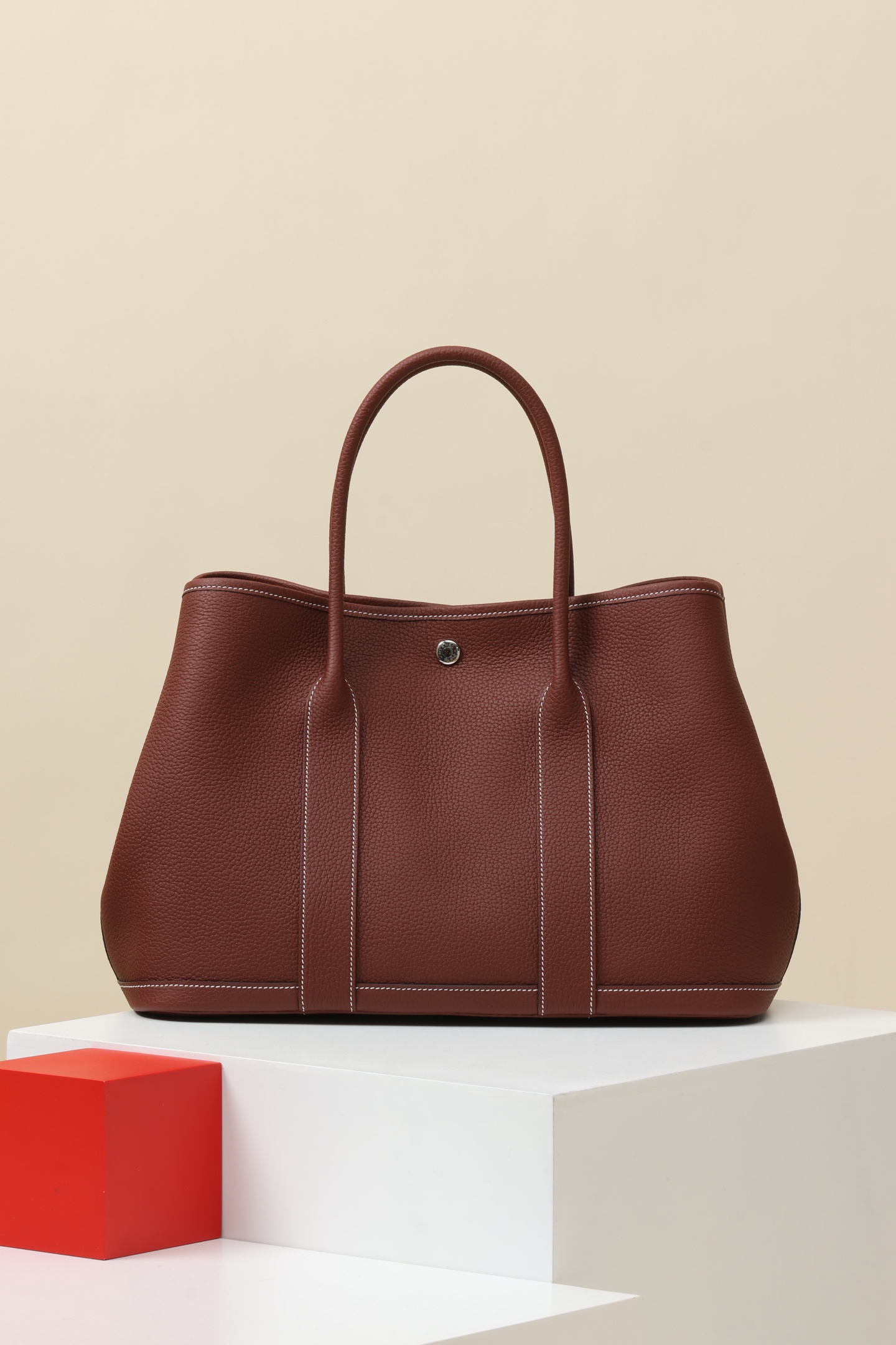 Hermès Garden Party 36 55 愛馬仕紅 Negonda 皮 銀扣