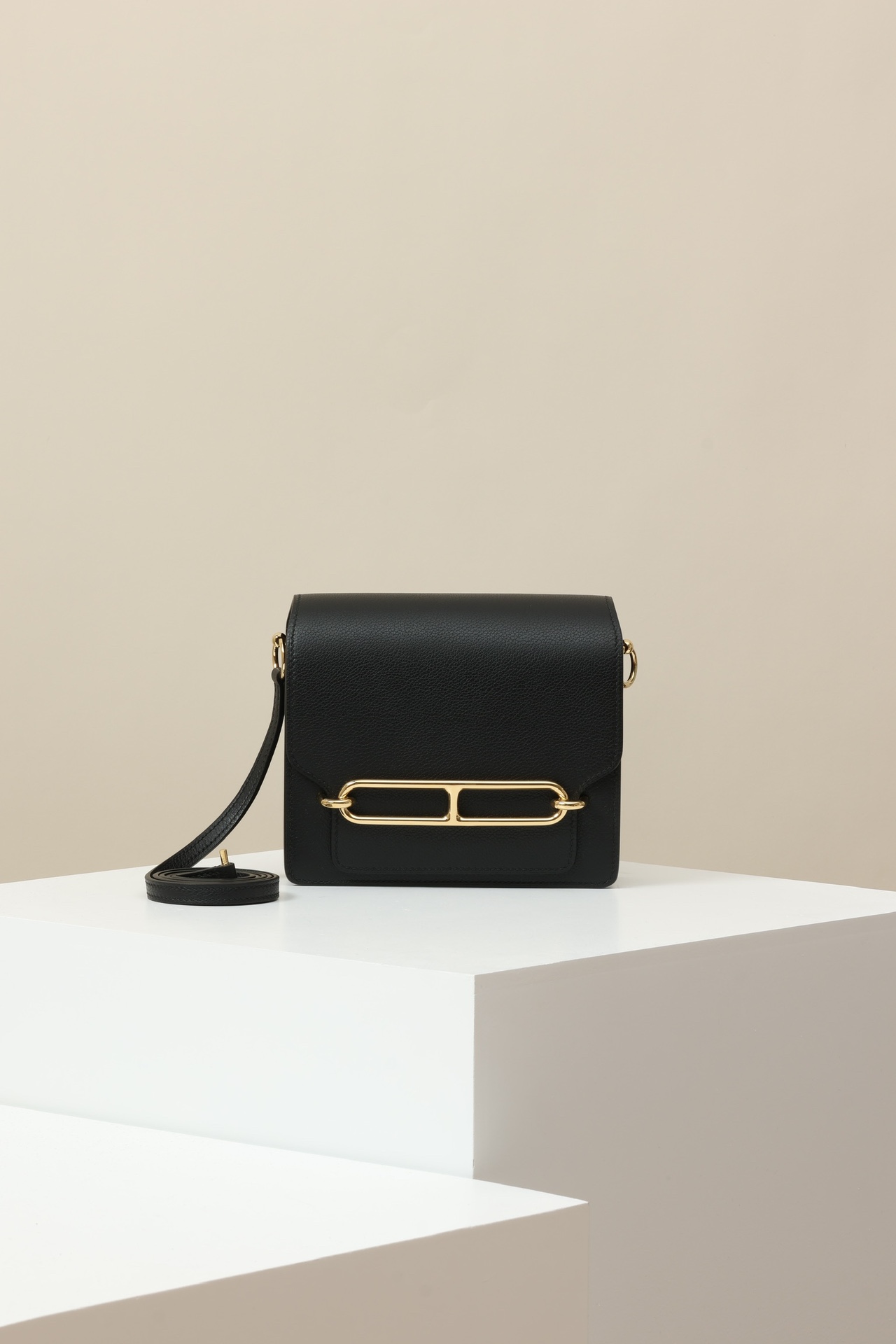 Hermès Roulis Mini CK89 黑色 Evercolor 皮 淡金扣