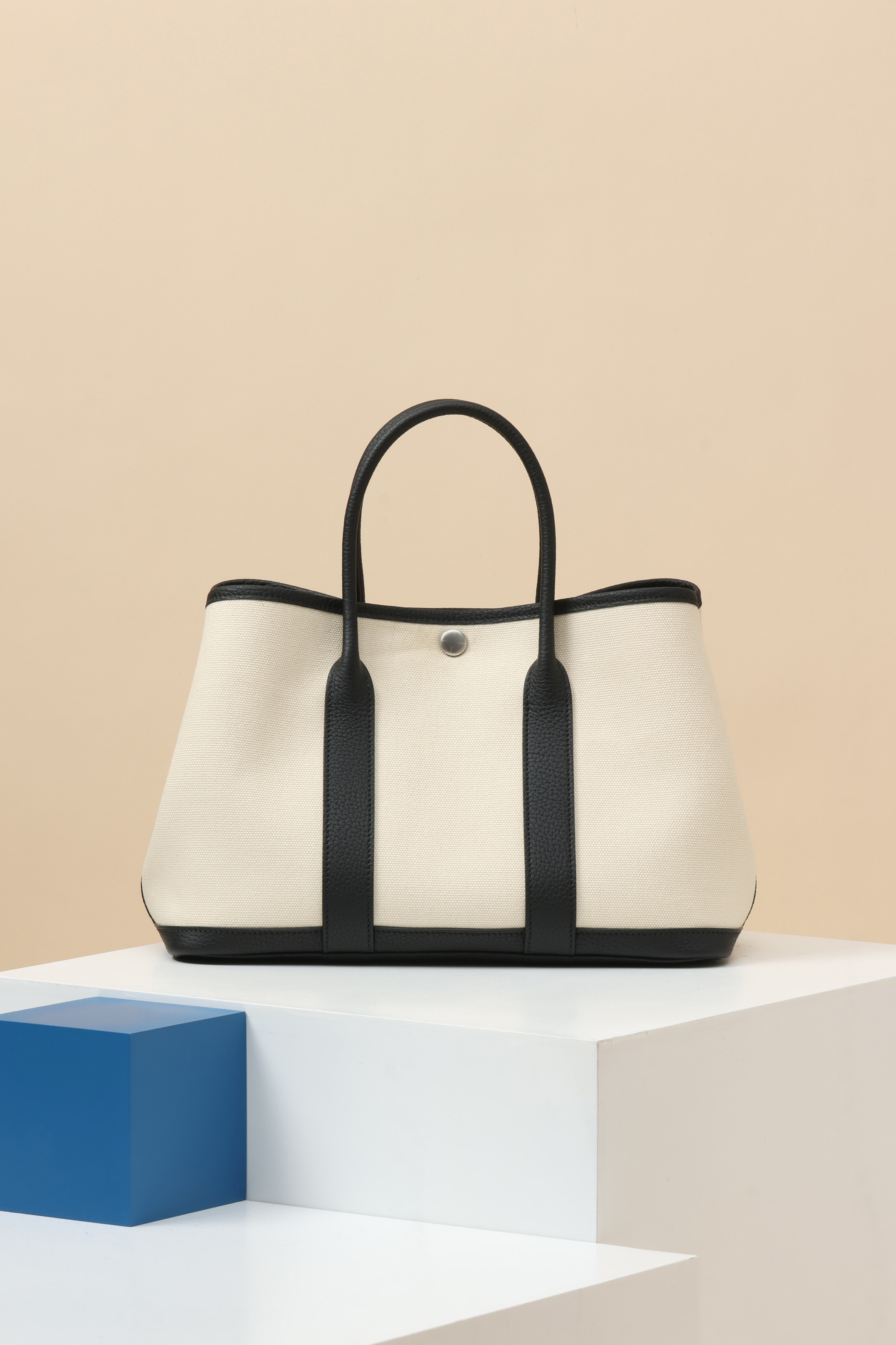Hermès Garden Party 30 Écru 本白／CK89 黑色 帆布拼 Negonda 皮 銀扣