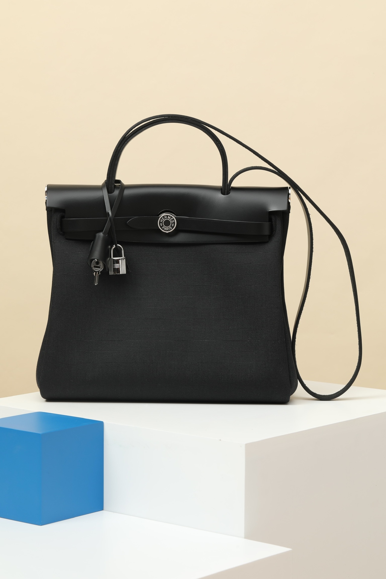 Hermès Herbag Zip 31 CK89 黑色 帆布拼 Hunter 皮 銀扣