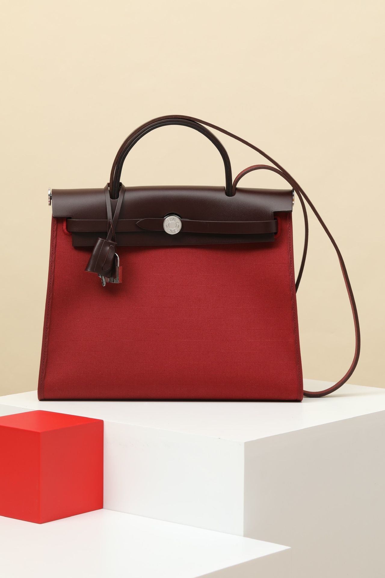 Hermès Herbag Zip 31 55 愛馬仕紅／0G 馬鞍紅 銀扣