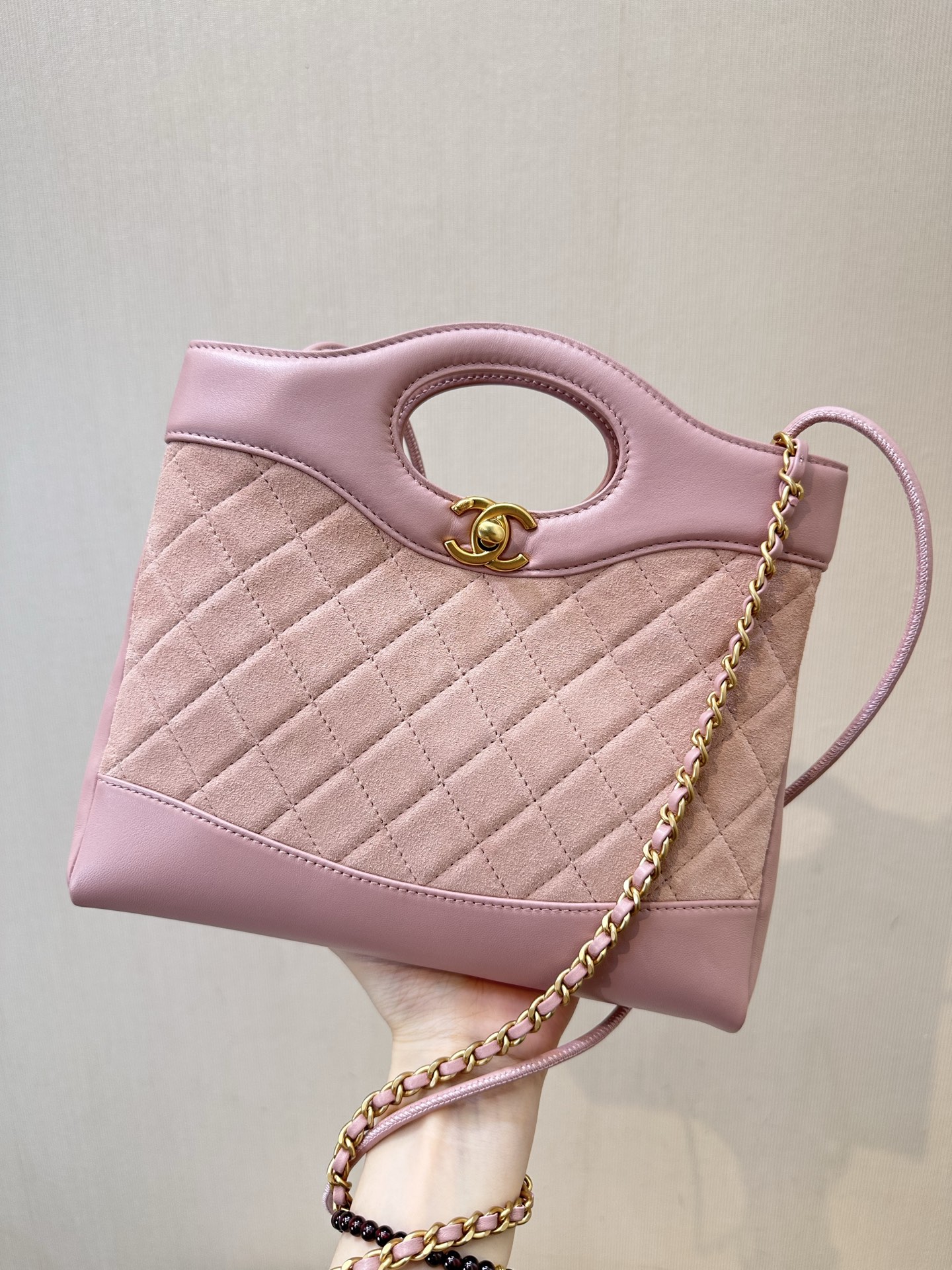 CHANEL 31 Mini AS4133 粉色磨砂皮 金扣